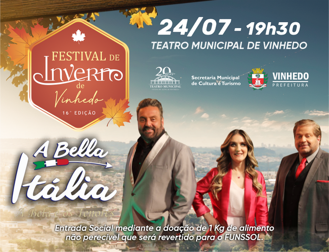 24/07 - 19H30 | FESTIVAL DE INVERNO - A BELLA ITÁLIA